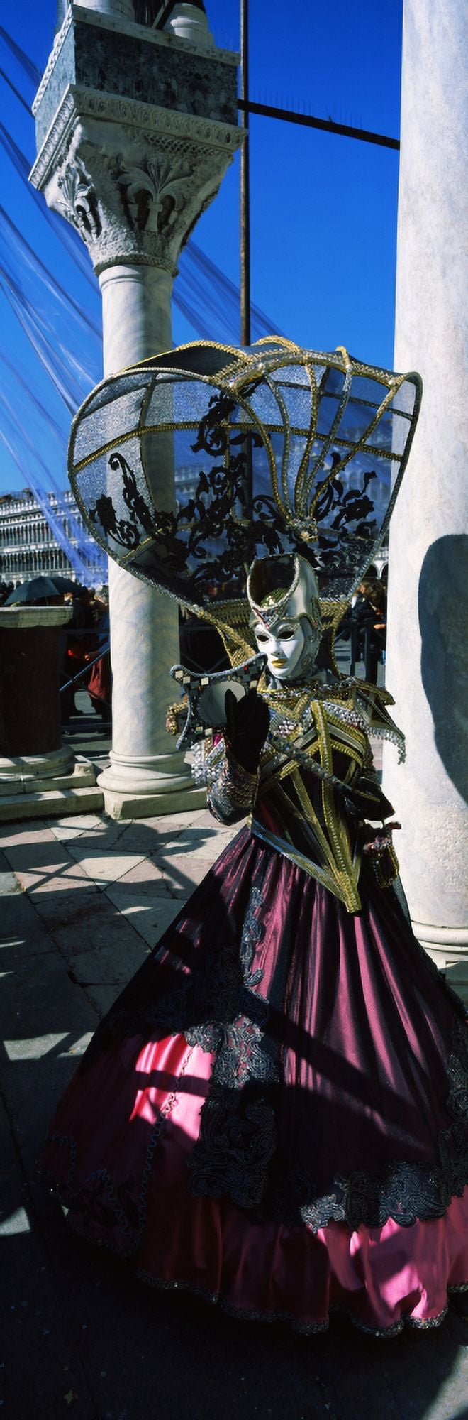 Person in traditional costumes in a carnival Venice Carnival St Marks Square Venice Veneto Italy Canvas Art - Panoramic Images (27 x 9)
