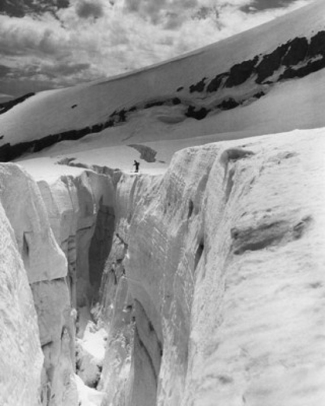 Person skiing near a crevasse Eliot Glacier Crevasse Mount Hood Oregon USA Canvas Art - (18 x 24)