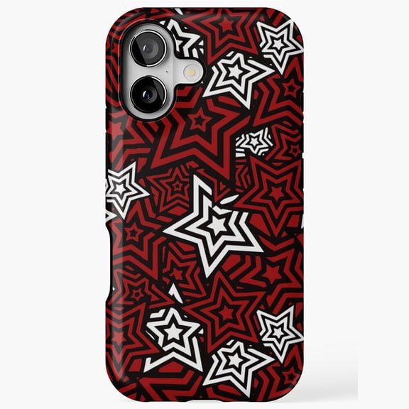 Persona 5 Red Stars Menu Pattern Case for iPhone 17 16 15 14 13 12 11 Pro Max