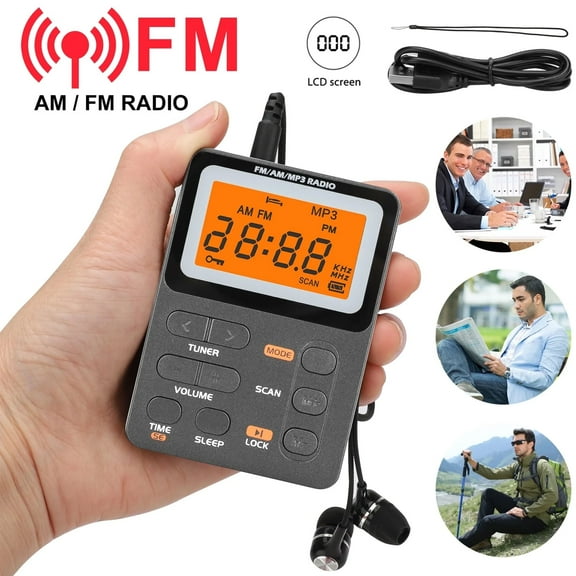 Personal AM/F_M Pocket Radio, TSV Portable Mini Digital Tuning Stereo Walkman Radio with Rechargeable Battery, Earphone, Lock Screen, Preset for Walking Jogging Traveling Camping