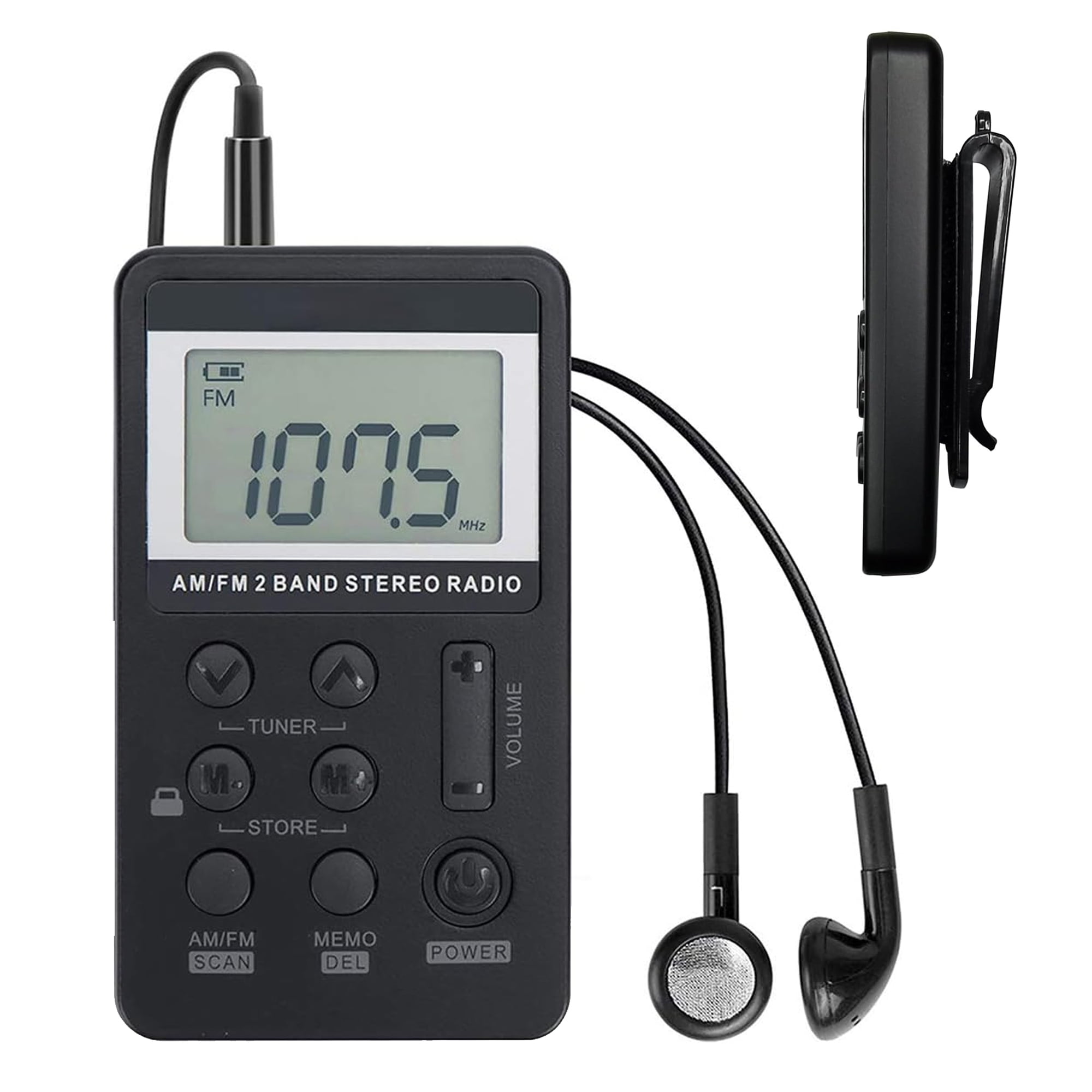 Personal AM/FM Portable Pocket Radio, Mini Digital Tuning Walkman Radio ...