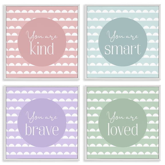 Stupell Industries Personal Affirmations Inspirational 4 Piece White Framed Giclee Art Set, design by Christine Simpson Art