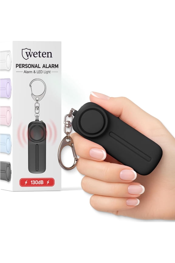 Personal Alarm Keychain for Women Self Defense - Loud Safety Whtle Alert Device with LED Light 130 dB Emergency Security Handheld Siren Key Chain by , Black