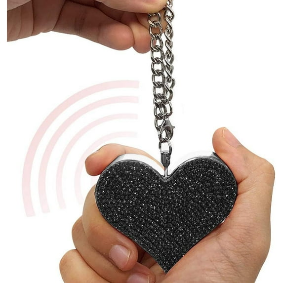 Personal Alarm Keychain for Women, 130 dB Siren, Black 1.92 oz, Loud Emergency Panic Alarm, Rhinestone alarm device By Guard Dog Security