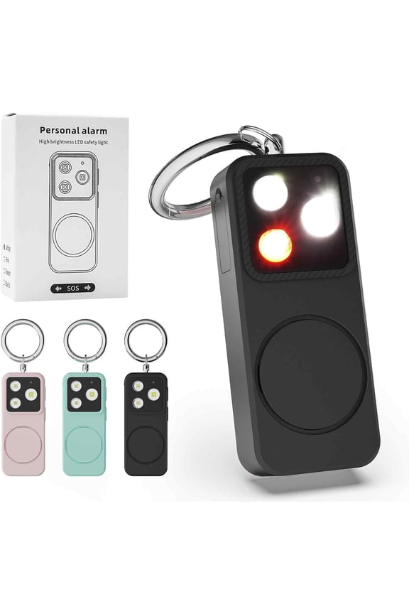 Personal Alarm Keychain for Women, Emer ncy Safety Device with LED Light, Reusable for Self Defense, Jogging & Travel Protection (Black)