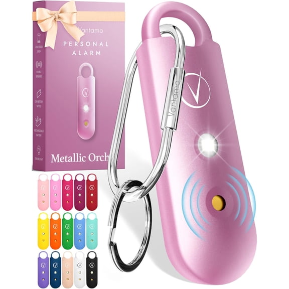 Personal Alarm for Self Defense with Low Battery Notice, Strobe Light & Extra Loud 130 dB Double Speakers Safety Keychain Set for Women, Rechar able Panic Button for Womens Self Defense