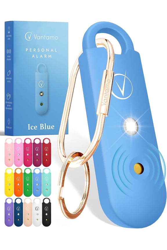 Personal Alarm for Self Defense with Low Battery Notice, Strobe Light & Extra Loud 130 dB Double Speakers Safety Keychain Set for Women, Recharable Panic Button for Womens Self Defense