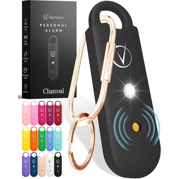 Personal Alarm for Self Defense with Low Battery Notice, Strobe Light & Extra Loud 130 dB Double Speakers Safety Keychain Set for Women, Recharable Panic Button for Womens Self Defense