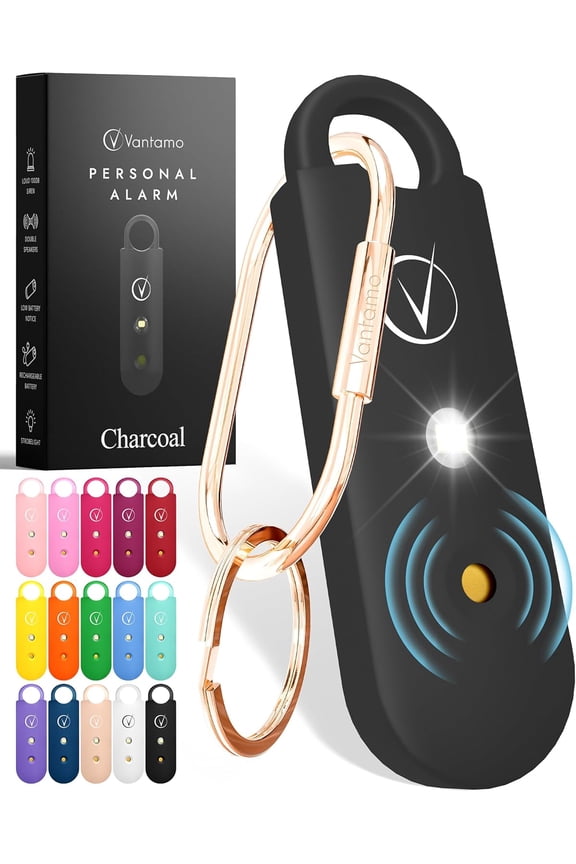 Personal Alarm for Self Defense with Low Battery Notice, Strobe Light & Extra Loud 130 dB Double Speakers Safety Keychain Set for Women, Rechargeable Panic Button for Womens Self Defense
