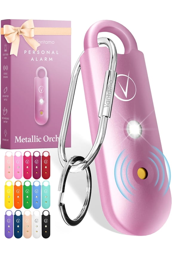 Personal Alarm for Self Defense with Low Battery Notice, Strobe Light & Extra Loud 130 dB Double Speakers Safety Keychain Set for Women, Rechargeable Panic Button for Womens Self Defense