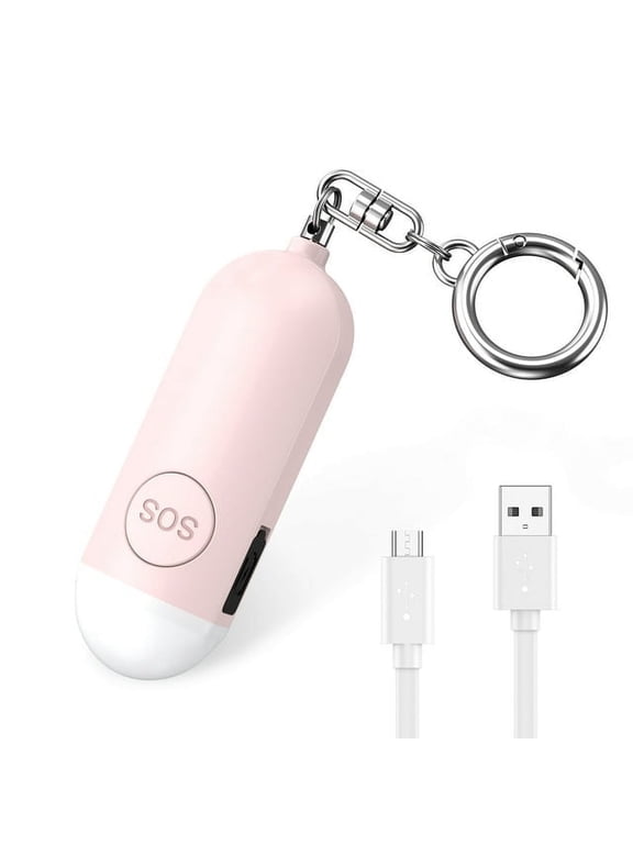 Personal Alarm for Women, 130dB Loud Safety Alarm with LED Flashlight Rechargeable Safety Alarm Keychain for Women, Kids, Students, Girls, Elderly, Pink