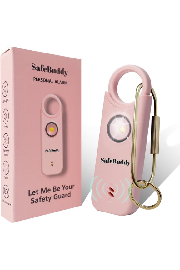 Personal Alarm for Women, Men, Kids, Elderly, Self Defense - Designed by Women 140DB Extra Speakers Alarm with Strobe Light, Recharable, Safety Alarms and Premium Keychain (Pale Pink)