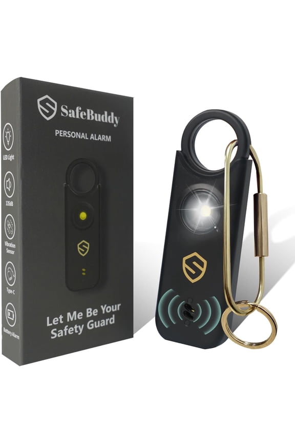 Personal Alarm for Women, Men, Kids, Elderly, Self Defense - Designed by Women 140DB Extra Speakers Alarm with Strobe Light, Rechargeable, Safety Alarms and Premium Keychain (Carbon Black)