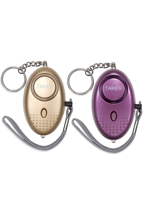 Personal Alarm for Women 140DB Emergency Self-Defense Security Alarm Keychain with LED Light for Women Kids and Elders-2 Pack (Gold & Purple)