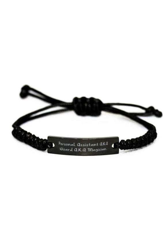 Personal Assistant A.K.A. Black Rope Bracelet, Personal assistant Present From Colleagues, Joke Engraved Bracelet For Coworkers, Friendship, Black bracelet, Friendship bracelet, Gift for friend
