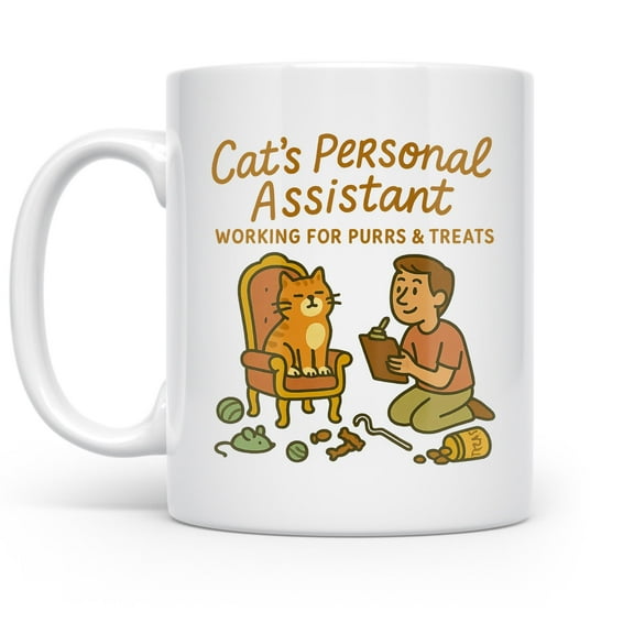 Personal Assistant Purr - 11oz Ceramic Mug - Devoted Cat Lovers Home Office Gift Morning Coffee - 11 oz