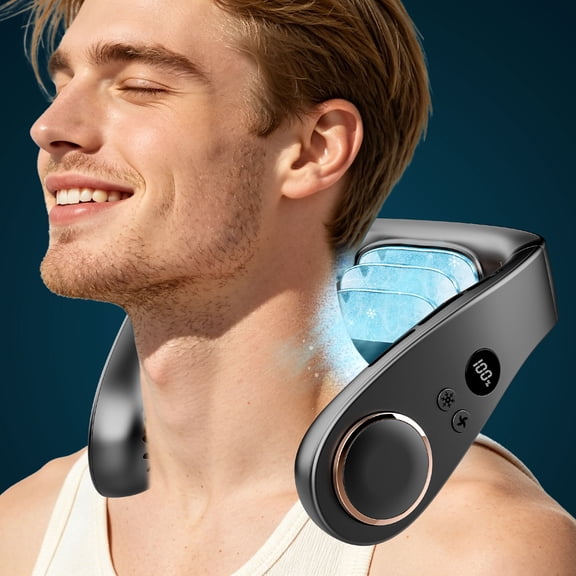 NIYPS Neck Fan with Cooling Plates,5500mAh Neck Fans that Blow Cold Air Rechargeable Battery Operated,Bladless Personal Air Conditioner Wearable Fans that Blow Cold Air for Travel