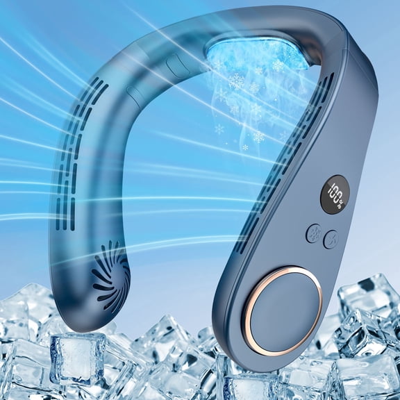 NIYPS Personal Bladeless Neck Fan-Neck Cooling Fan with Cold Air,5500mAh Rechargeable Portable Air Conditioner Wear Around,Best Gifts for Summer Travel Outdoor Walking Plane Blue