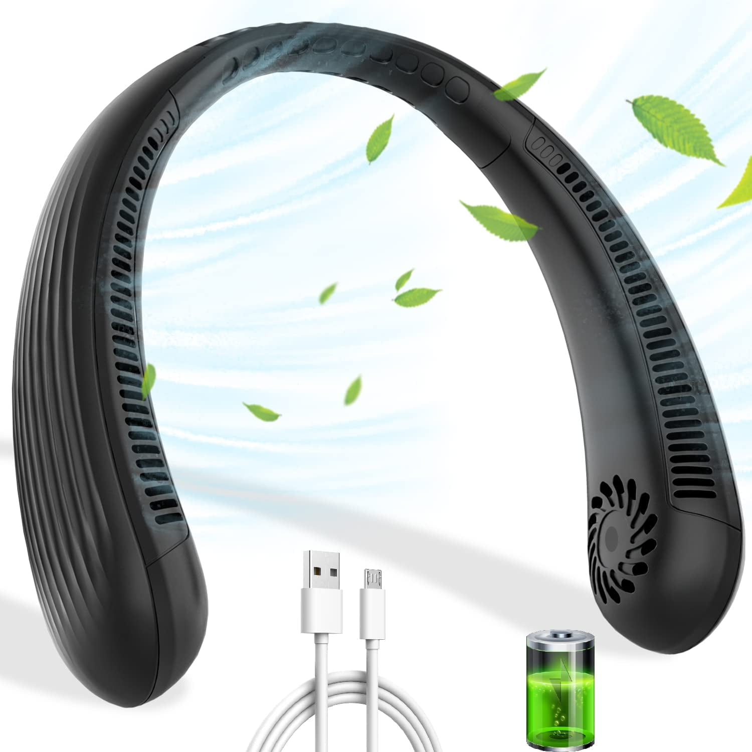 Personal Bladeless Neck Fan,Portable Hanging Neck Sports Fan with 360