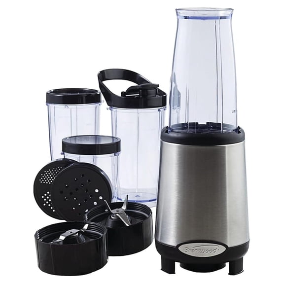 Personal Blender 20pc Set, JB-199 Multi Pro Stainless Steel Smoothie Maker; 240W Portable Blender with Travel Cups & Grinder; for Shakes, Coffee, Spices