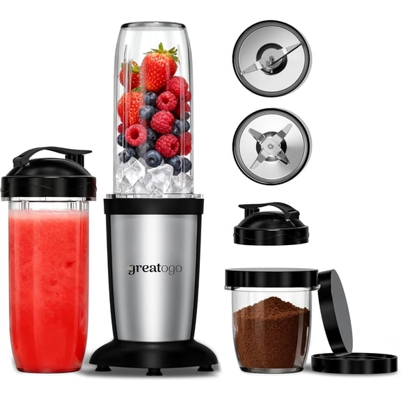 Personal Blender Smoothies Shakes, 350W 2-IN-1 Bullet Grinder, 11 Set including 2pk 24oz 1pk 10oz Grinding Cup, 2pk Stainless-Steel, Tritan BPA-Free Dishwasher-Safe