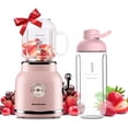 thumbnail image 1 of Personal Blender for Shakes and Smoothies, Portable with 6 Sharp Blades, 21oz Travel Cup Lids, Pink, 1 of 5