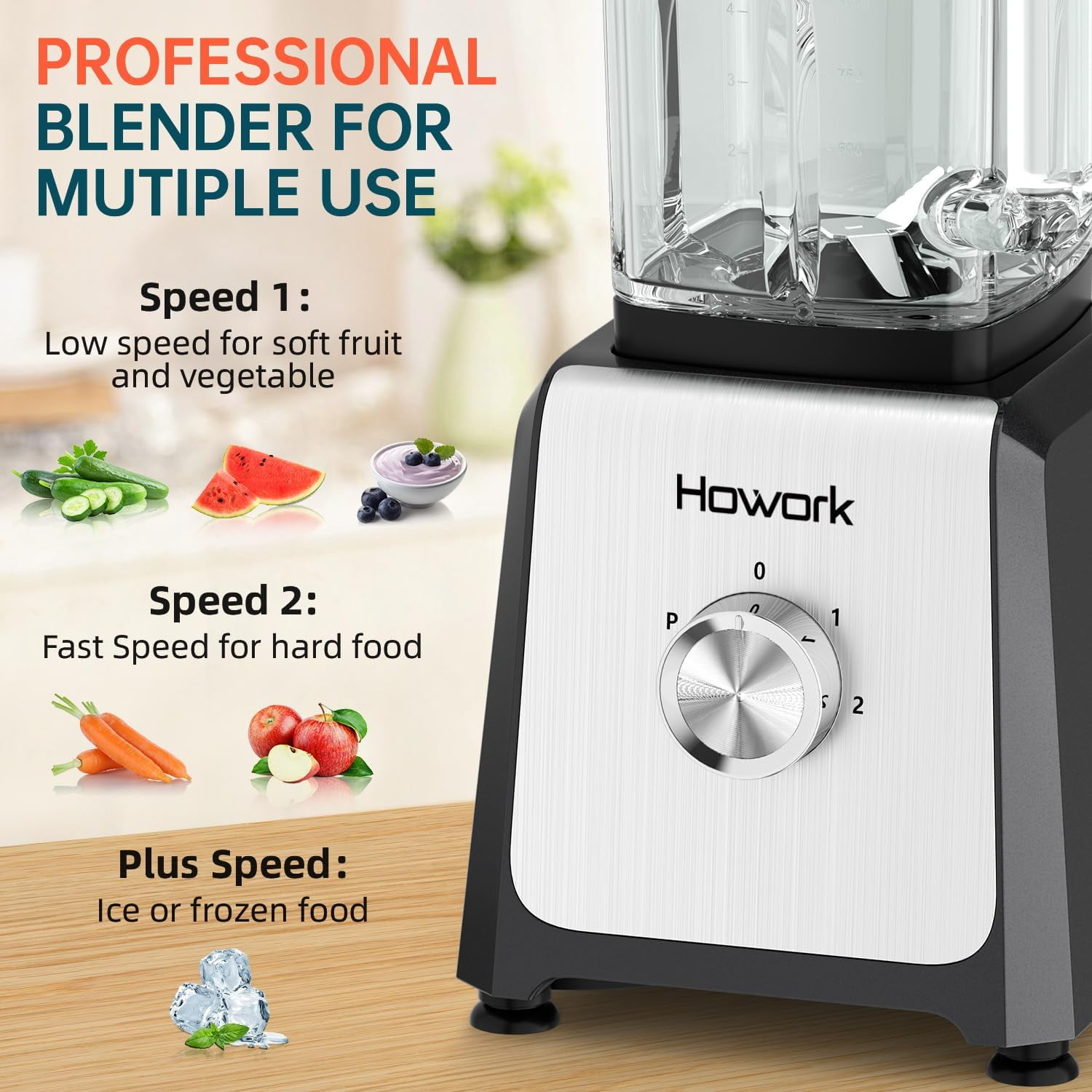 Personal Blender for Smoothies, 750W Motor with 56oz Glass Jar and 16oz Cups, 2-Speed Settings for Frozen Drinks & Ice Cream, Grey