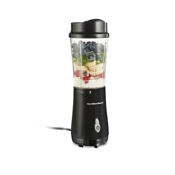 Personal Blender for Smoothies Shakes and Frozen Fruits, 14 Oz Travel Cup with Lid, Stainless Steel Blades, Compact Portable Blender, Black