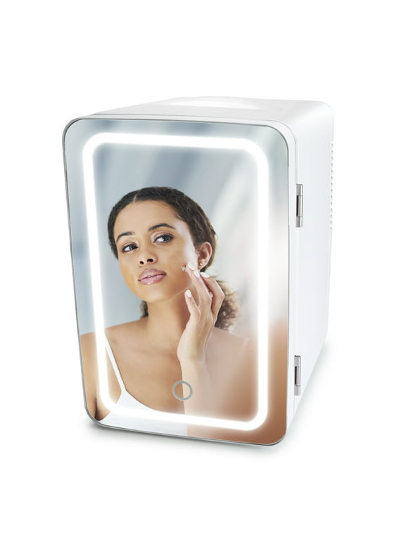 Personal Chiller 6L Mini Fridge Beauty & Skincare Refrigerator, Glass Door, White, 10.6"x11.7"x7.7"