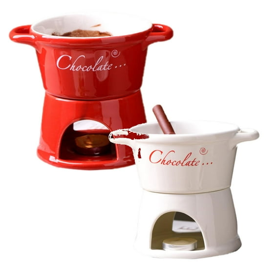 Personal Chocolate Fondue Mug Set with Forks - 2025 Design Ceramic Melting Cup for Chocolate, Cheese & Butter | Mini Fondue Pot for Date Nights, Birthdays & Romantic Gifts