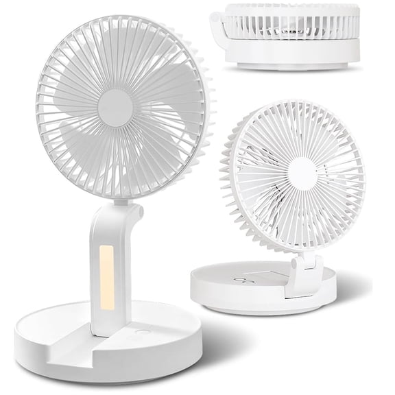 Personal Cooling Fan that Blow Cold Air, Portable Rechargeable Desk Fan with LED, Oscillating Standing Table Fans, Battery Powered Floor Fan for Bedroom, Travel, Dorm, Cruise RV Essentials