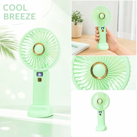 Personal Cooling Fan, Portable Rechargeable Fan, Small Handheld Fan, Battery Operated Fan, 5 Adjustable Wind Speed Settings, Detachable Desktop Stand, Led Battery Level Display, 1