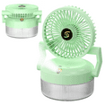 thumbnail image 1 of 2-in-1 Portable Desk Fan & Humidifier with 800mL Tank, USB Charging, LED Night Light - Personal Cooling for Home Office Camping, Green, 1 of 9