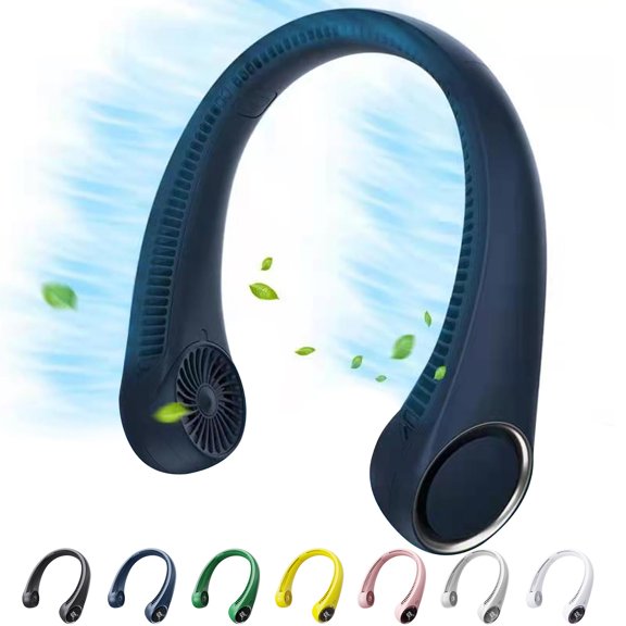 Personal Cooling Portable Neck Fans - 5000 mAh USB Rechargeable,360 Free Rotation & Lower Noise Bladeless Battery Operated Design with 3 Speeds Duration 48 hrs, Small Neck Air Conditioner(Blue)