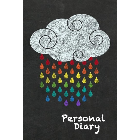 Personal Diary: Rainbow Drops from a Cloud on Chalkboard Design