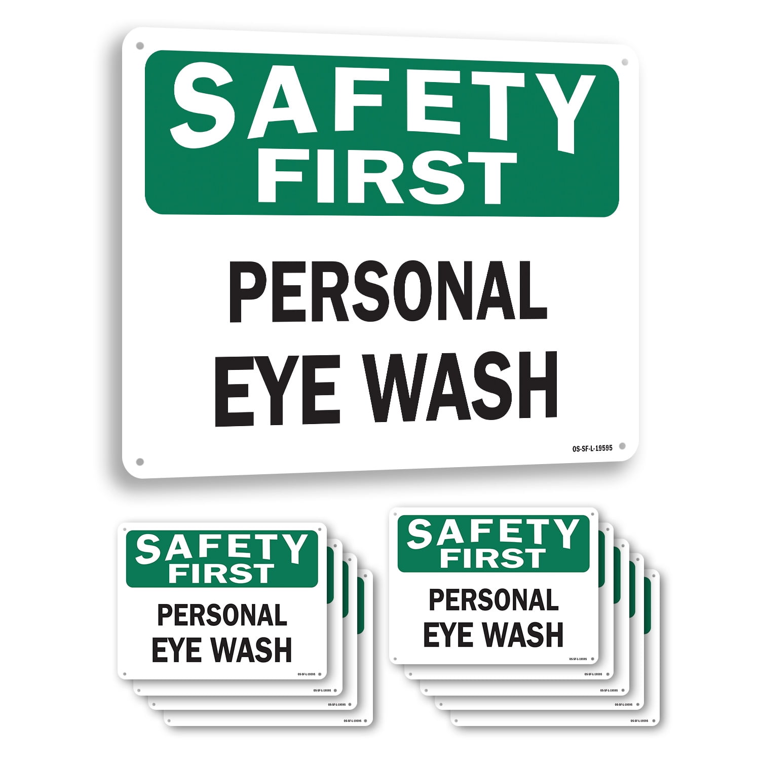 Personal Eye Wash OSHA Safety First Rigid Plastic Sign 18 Inch x 12 ...