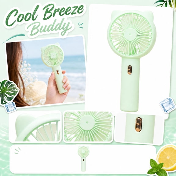 Personal Fan, Portable Fan Handheld, Cooling Fan Handheld, Usb Powered Fan, Fun Cat Ear Feature, 6X3 Inch Ultra Lightweight Body, 3 Separate Speed Options, 1 Hour Continuous Use