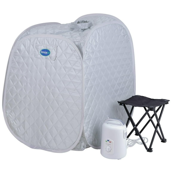 Durasage Pop-Up Portable Steam Sauna Spa, - 800W Steam Generator, Foldable Tent, Timer Control, Indoor Home Use, Includes Chair & Storage Pocket - silver