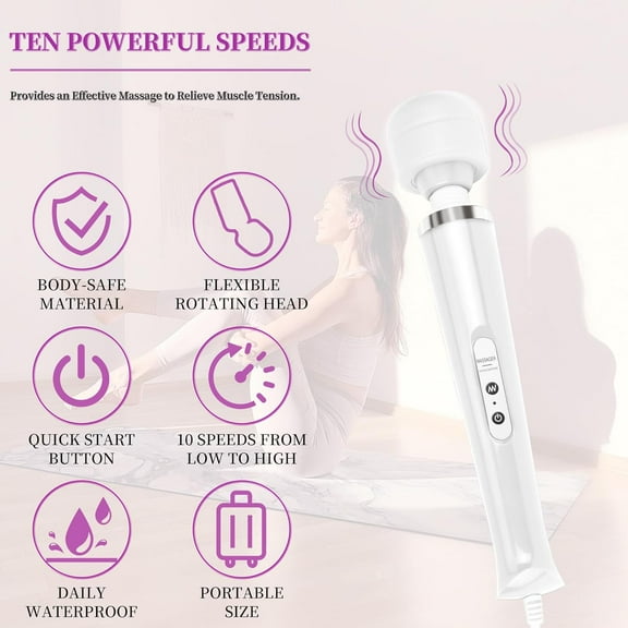Personal Handheld Massager-Cordless Full Body Massager, Electric Massage Tool for Face Neck Back Shoulder Waist Leg Feet, Portable 10 Mode Massage Machine for Women Men
