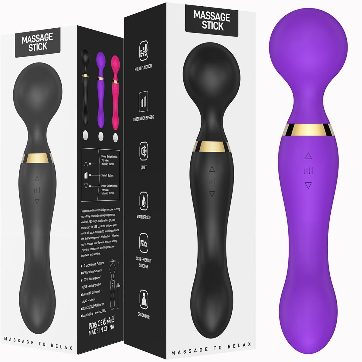 Personal Handheld Massager-Cordless Full Body Massager, Electric Massage Tool for Face Neck Back Shoulder Waist Leg Feet, Portable 5 Mode Massage Machine for Women Men