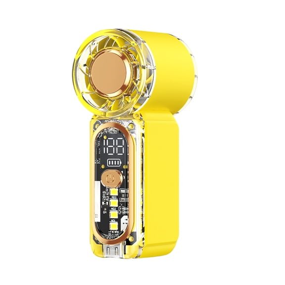 Personal High-speed Turbine Mini Handheld Fan Type-C Rechangable Mini Personal Pocket Fans SOS Flashing Light Ultra-Quiet Small Electric Fan for Travel/Summer/Concerts (Yellow)