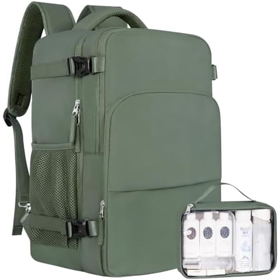 Personal Item Backpack, Carry on Travel Backpack with Multi-Pockets, Waterproof Casual College 16inch Laptop Backpack for Men Women, Army Green