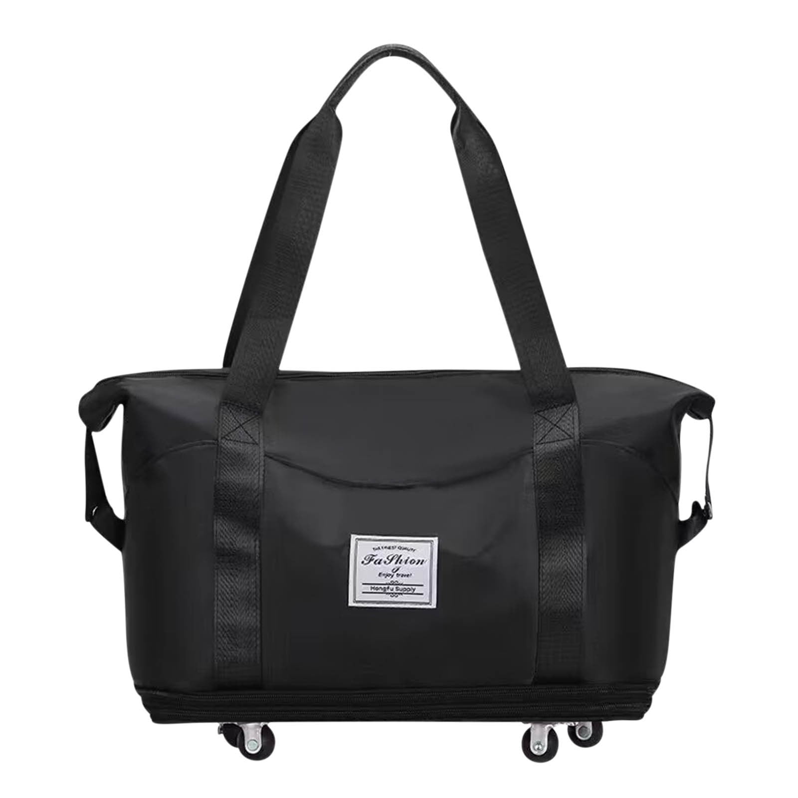 Personal Item Travel Bag Women Large Capacity Folding Duffel with Wheels, Expansion Design & Dry Wet Separation for Gym, Vacation