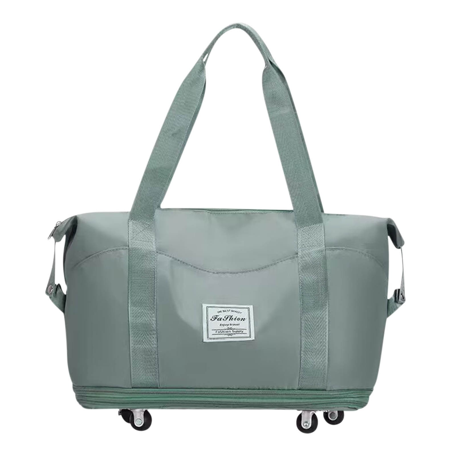 Personal Item Travel Bag Women Large Capacity Folding Duffel with Wheels, Expansion Design & Dry Wet Separation for Gym, Vacation