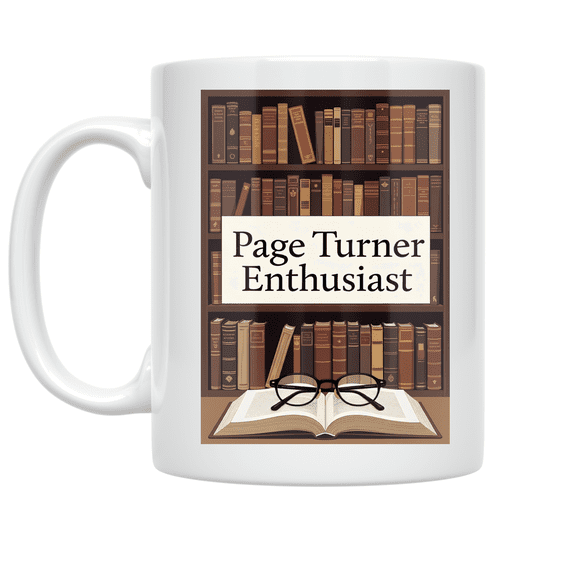 Personal Library Design - Page Turner Enthusiast - 11 oz Ceramic Coffee Mug