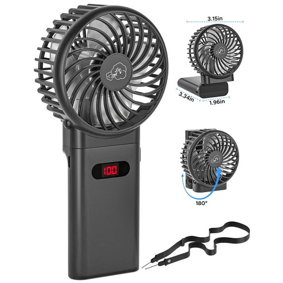 Personal Mini Handheld Fan Portable Battery Operated Neck Fan 4000mAh Rechargeable 15hrs Duration Quiet 4 Speeds Strong Wind Foldable Header with Adjustable & Detachable Lanyard