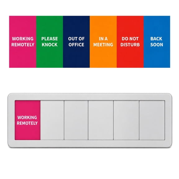Personal Office Status Sign, Sliding Nameplate with Clear Information Indicator, Adjustable Six Work Status Board, Suitable for Studio and Office Doors, Silver