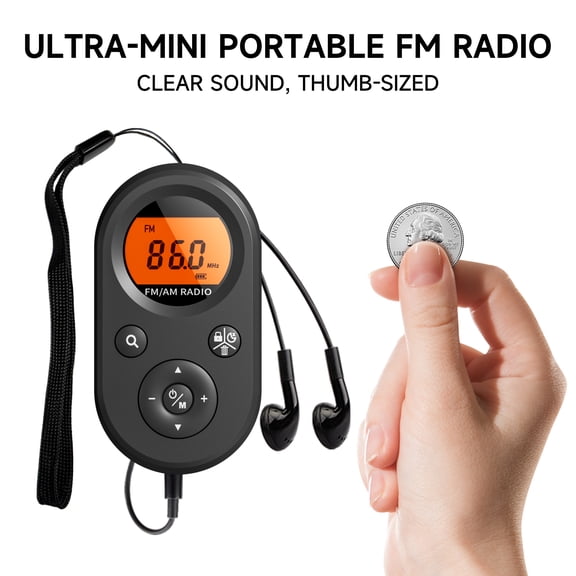 Pocket Radio AM FM Portable, Rechargeable Radio with Best Reception | Long Battery Life, Sleep Timer, Backlit LCD for Elderly, Home, Outdoor, Gifts