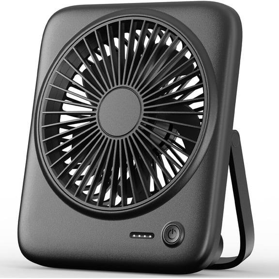 Personal Portable Desk Fan, 4000mAh Small Rechargeable Portable Fan Battery Operated & USB Powered for Travel Sleeping Bedroom Office Home Table, Cordless, Quiet, 4-Speed, 6.5 Inch (Black)