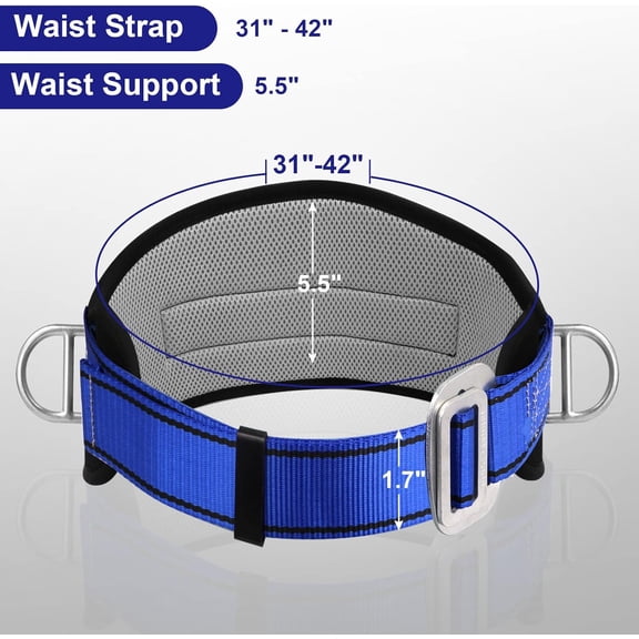 Personal Portable Safety Kit, Fall Protection Equipment Positioning Belt, Safety Climbing Harness Kit with Waist Pad & D-Rings, Heavy Duty Harness for Tree Work, Fit Waist 31-42 Inch